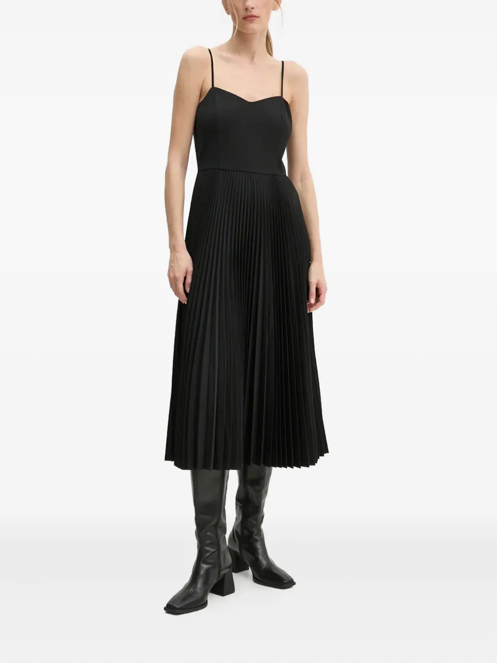 Theory pleated midi dress - Zwart