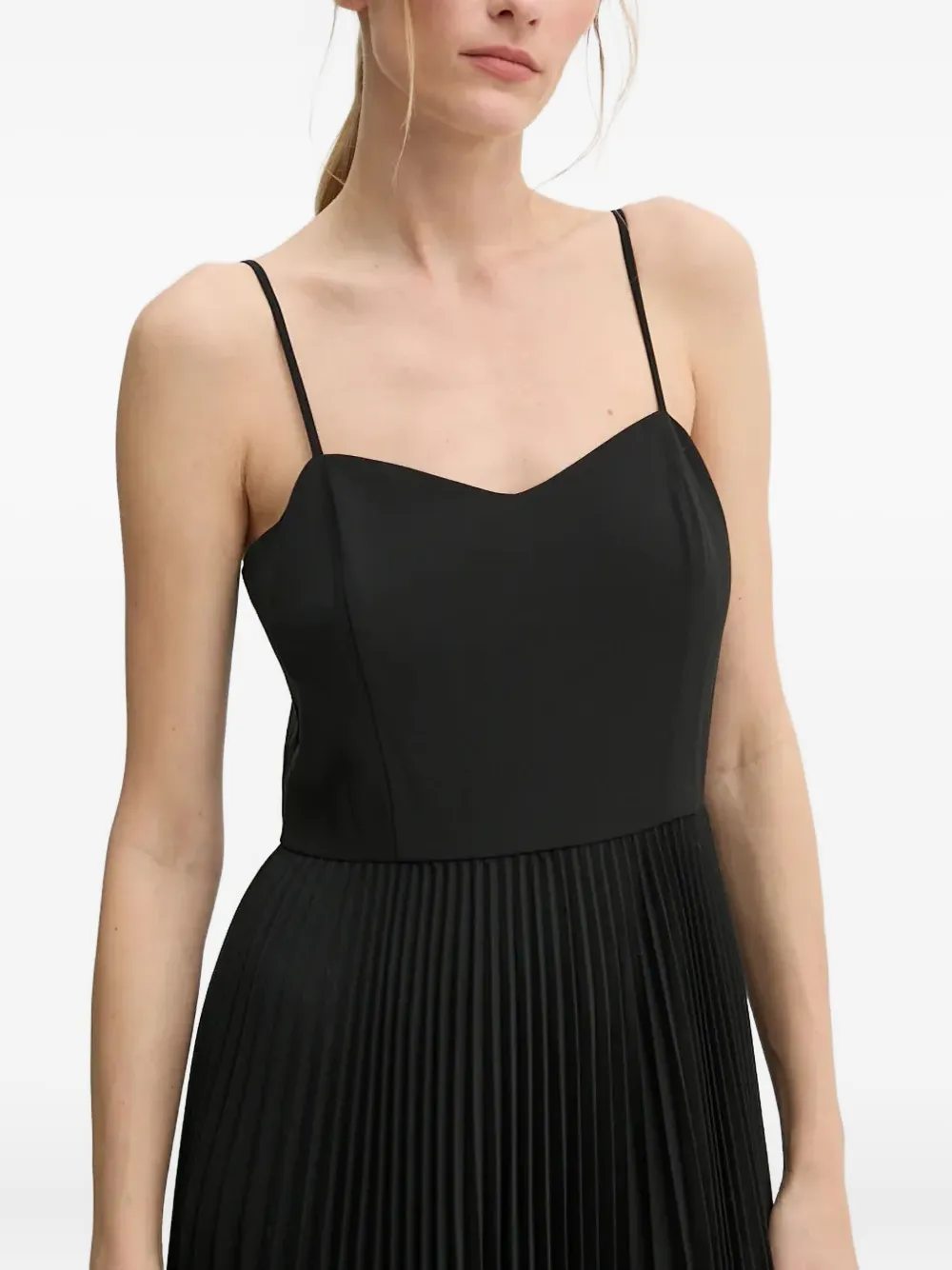 Theory Pleated Midi Dress In Black