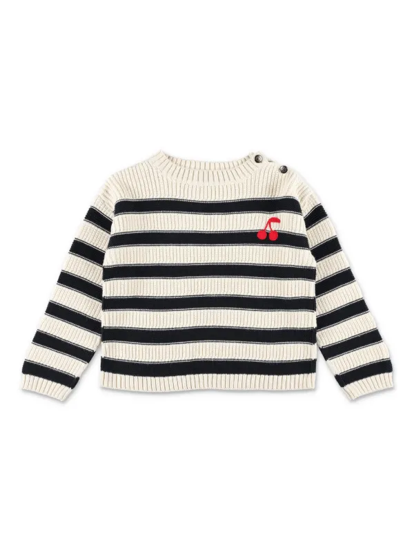 Bonpoint　ボートネックスウェット　いちご泥棒　8a Bonpoint Striped Sweater | White | FARFETCH