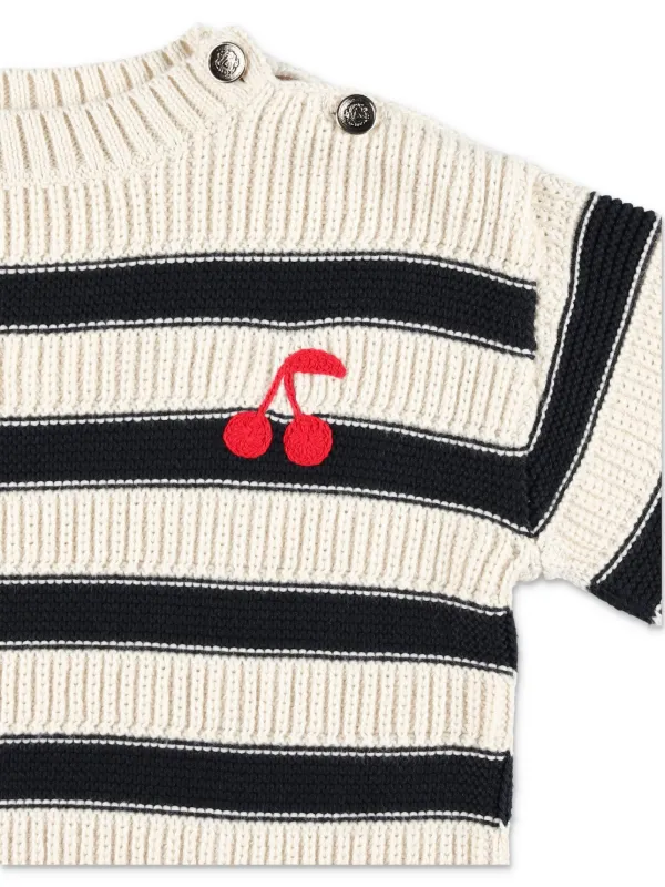 Bonpoint　ボートネックスウェット　いちご泥棒　8a Bonpoint Striped Sweater | White | FARFETCH