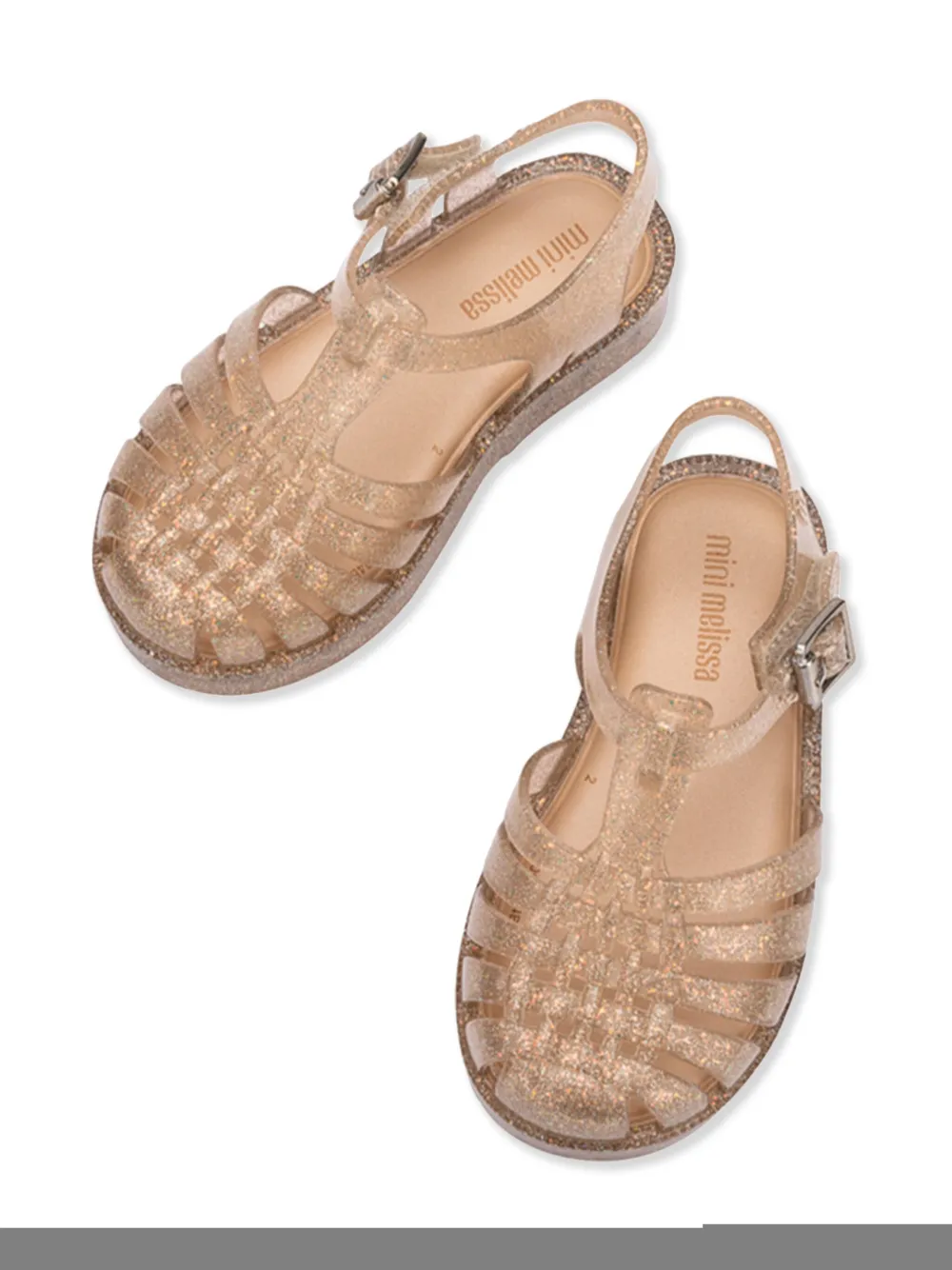 Mini Melissa Girls Possession Shiny Sandals In Gold