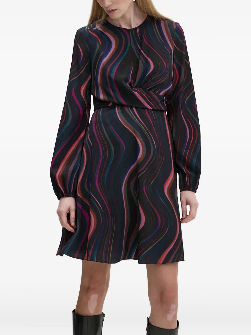 PS Paul Smith long-sleeve patterned mini dress - Schwarz