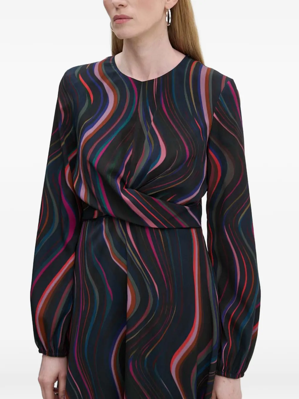 PS Paul Smith Mini-jurk met lange mouwen en patroon Zwart