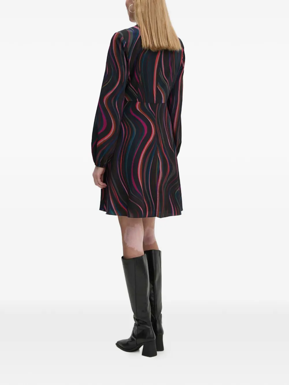  Ps Paul Smith Long-sleeve Patterned Mini Dress - Black 
