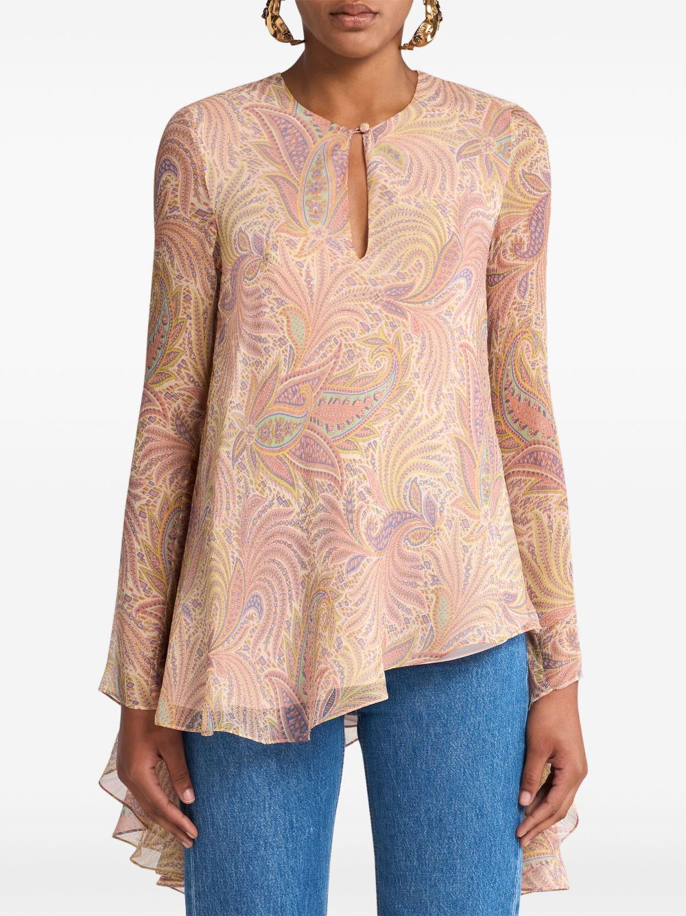 ETRO asymmetric silk top - Neutrals