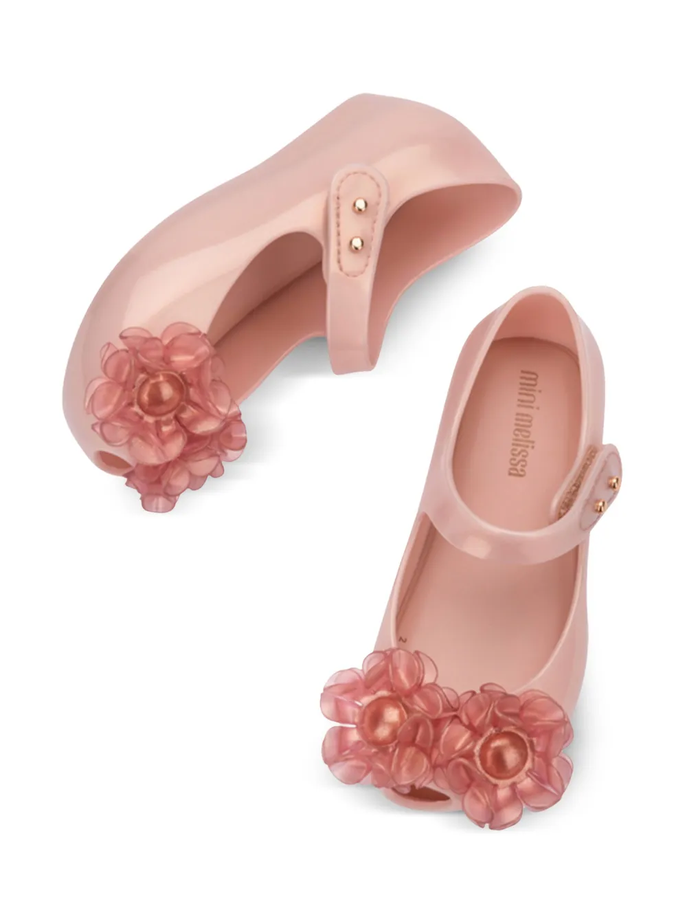 Mini Melissa flower-detailing ballerina shoes Pink