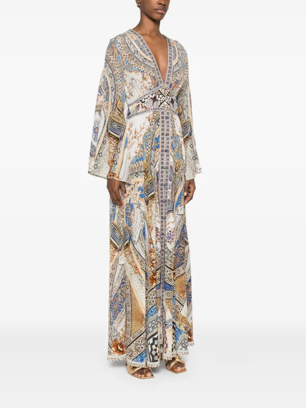 Camilla shirred-detail Maxi Dress | Neutrals | FARFETCH