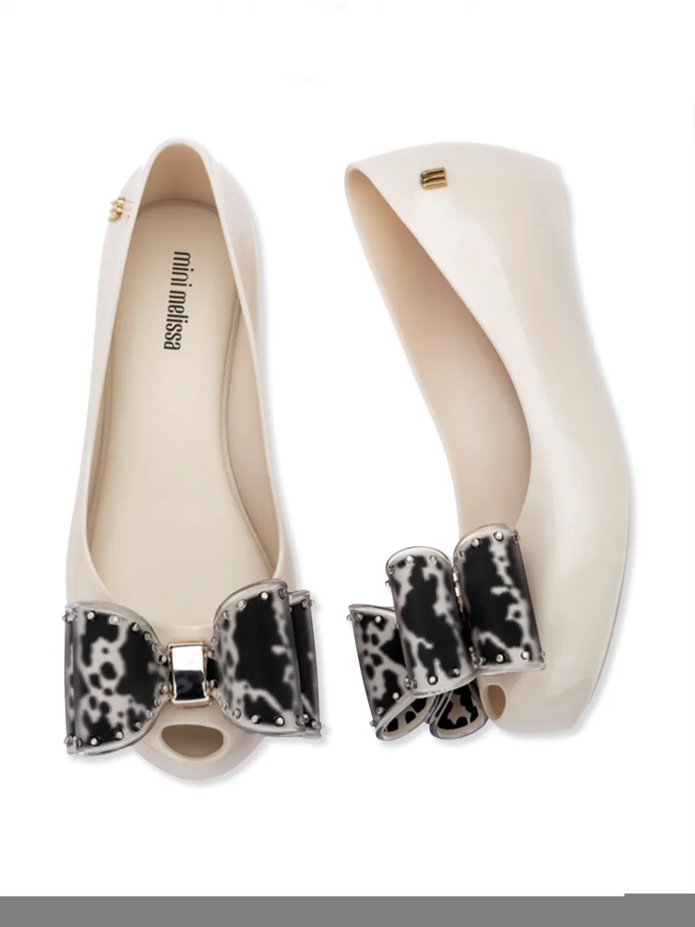 Shop Mini Melissa Ultragirl Classic Bow Ballet Flats In Neutrals