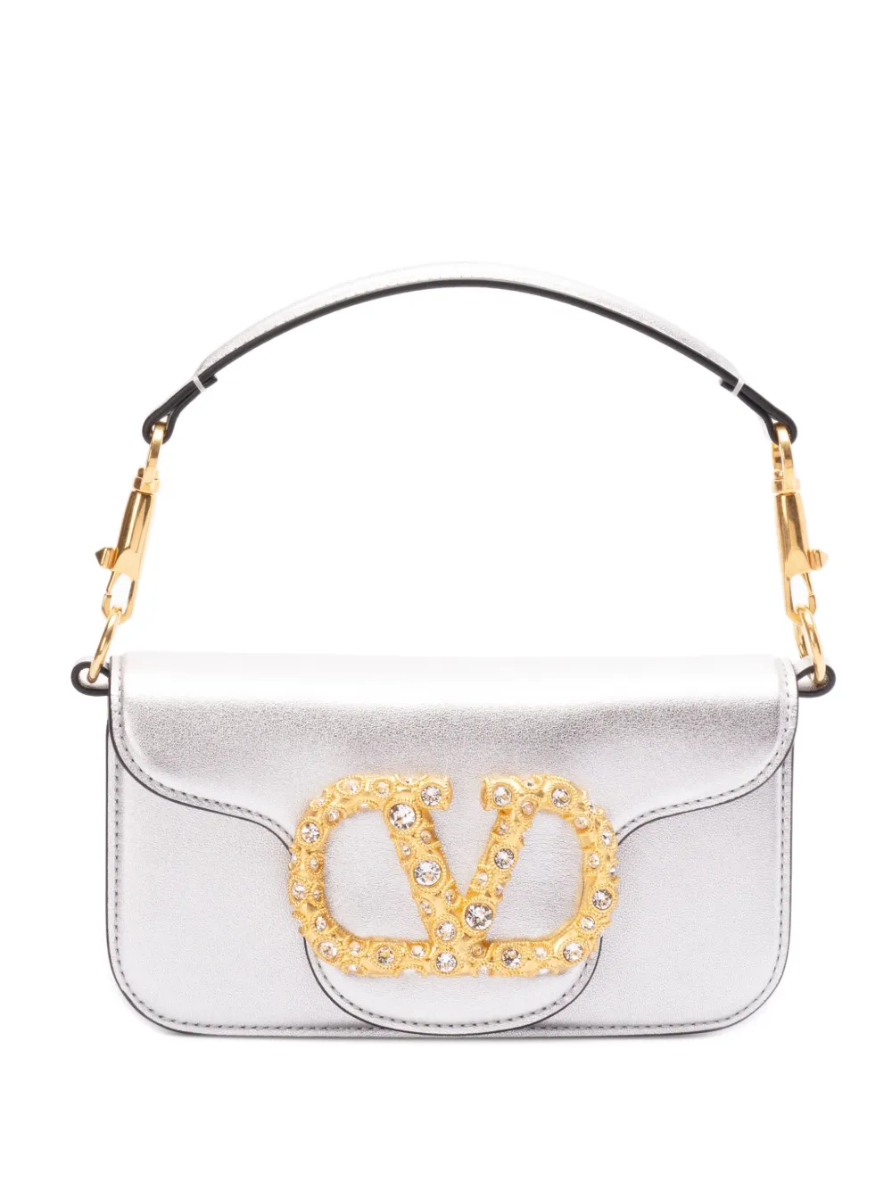 Valentino Locò Micro Shoulder Bag In Silver