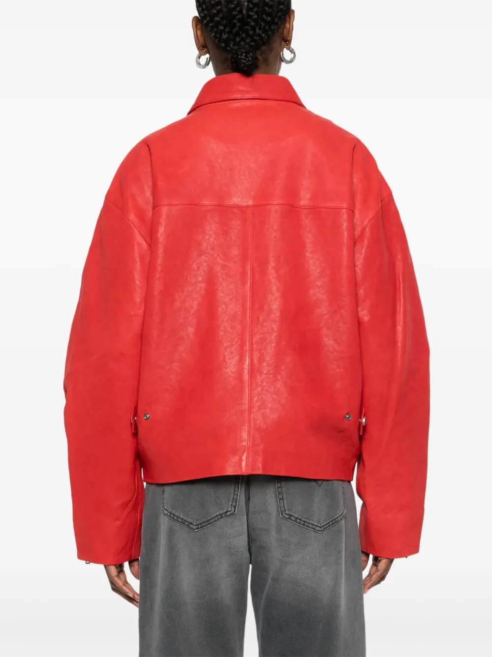 Mainless Leather Jacket In Red