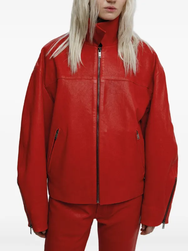 【mell】meltthelady leather like jacket Mainless Leather Jacket | Red | FARFETCH