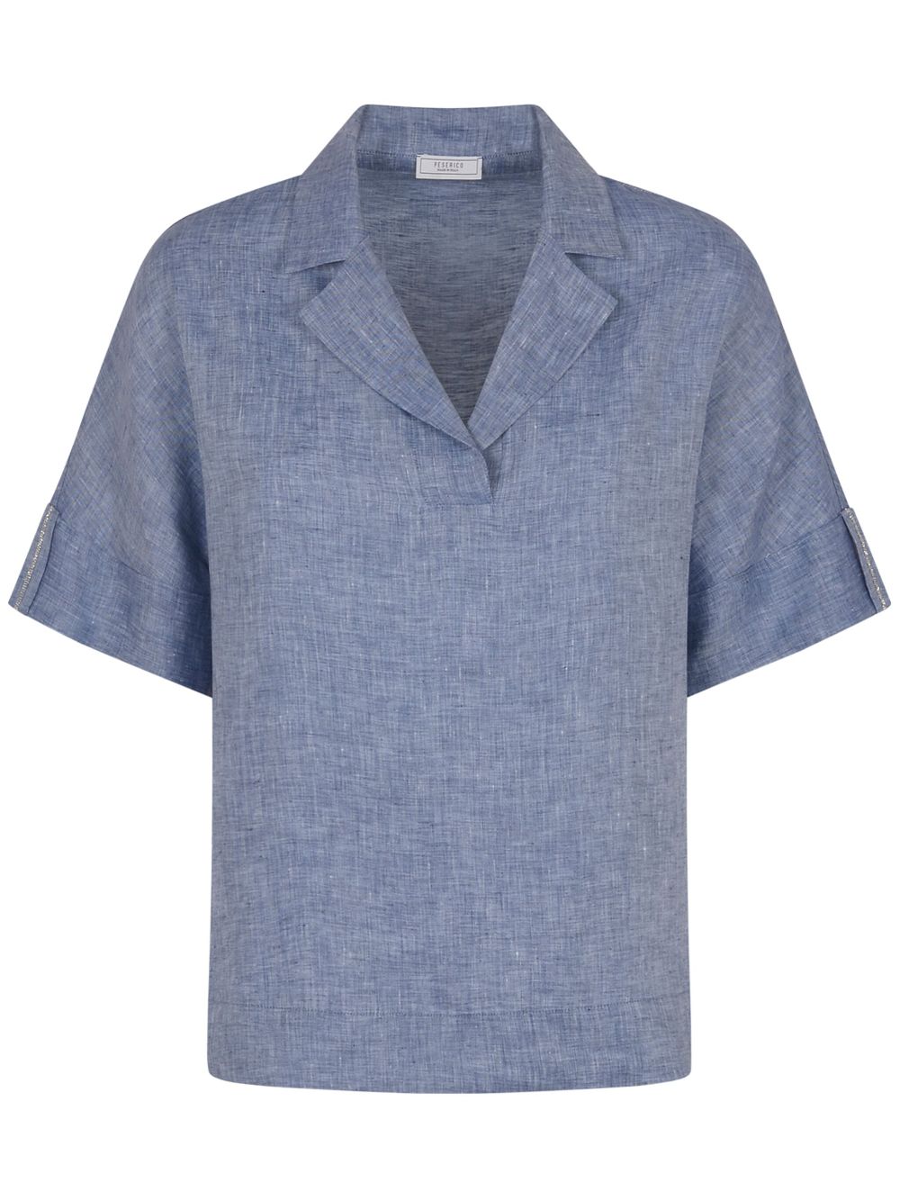 Peserico camp collar top - Blue