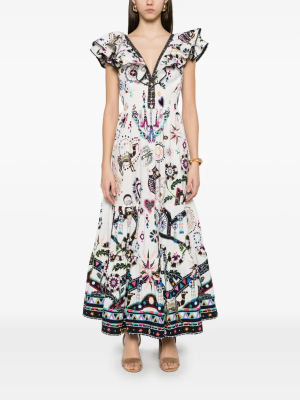 CAMILLA シルク マキシドレス Camilla Nubian Wonderland マキシドレス | ホワイト | FARFETCH JP