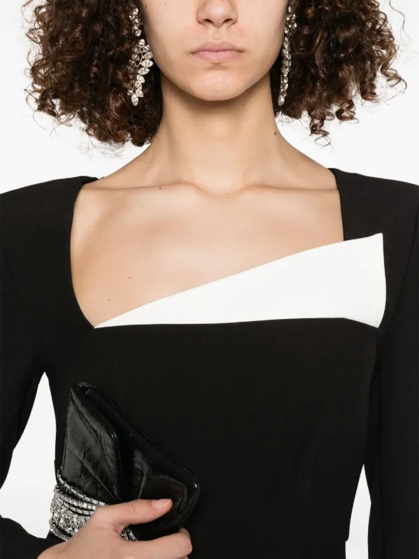 Roland Mouret Crepe long-sleeve Midi Dress Black FARFETCH TR