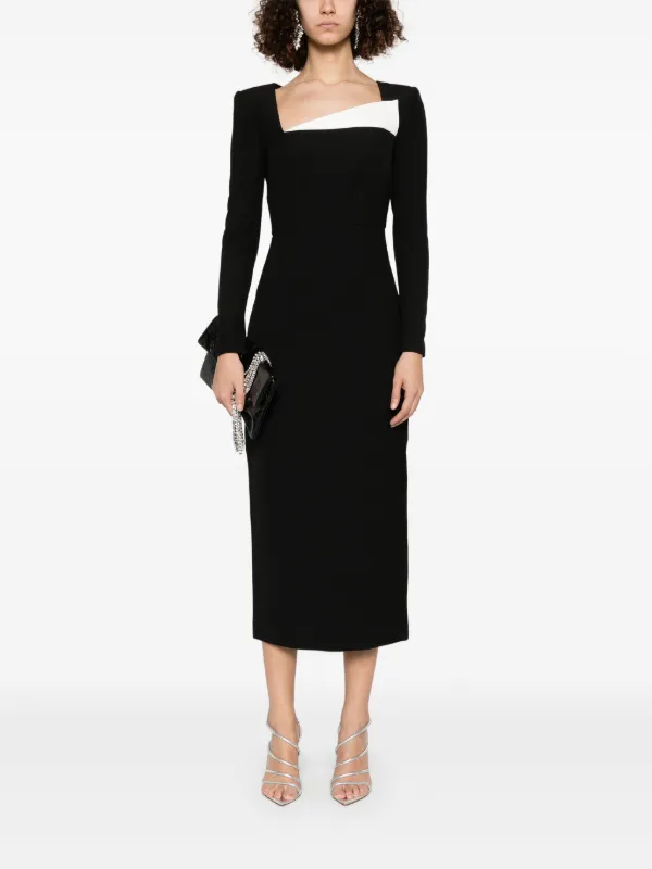 Roland Mouret Crepe long-sleeve Midi Dress | Black | FARFETCH