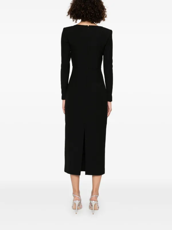 Roland Mouret Crepe long-sleeve Midi Dress | Black | FARFETCH