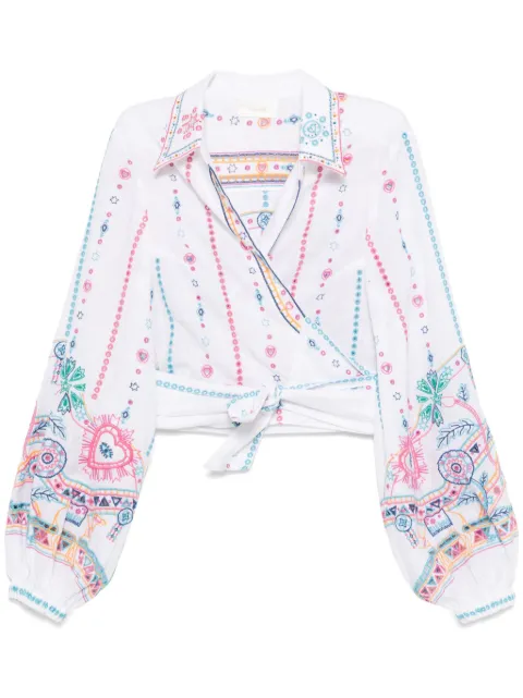 Camilla chemise crop à design cache-cœur