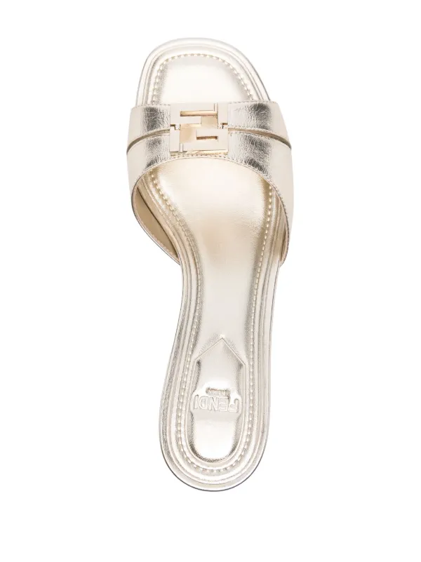 FENDI 55mm FFold Mules | Gold | FARFETCH