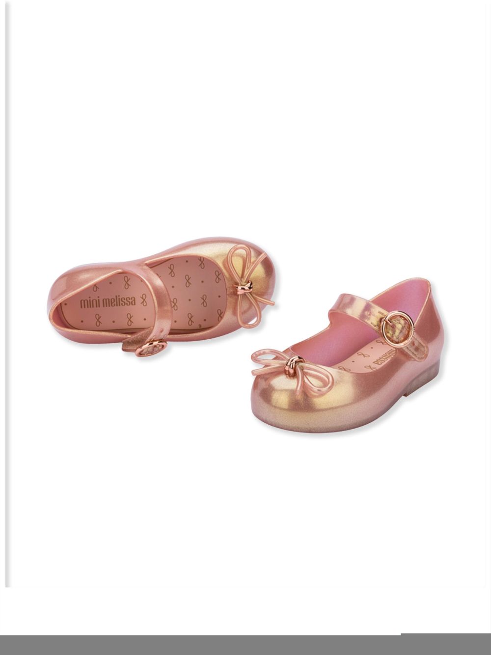 Mini Melissa bow-detail ballerina shoes Gold