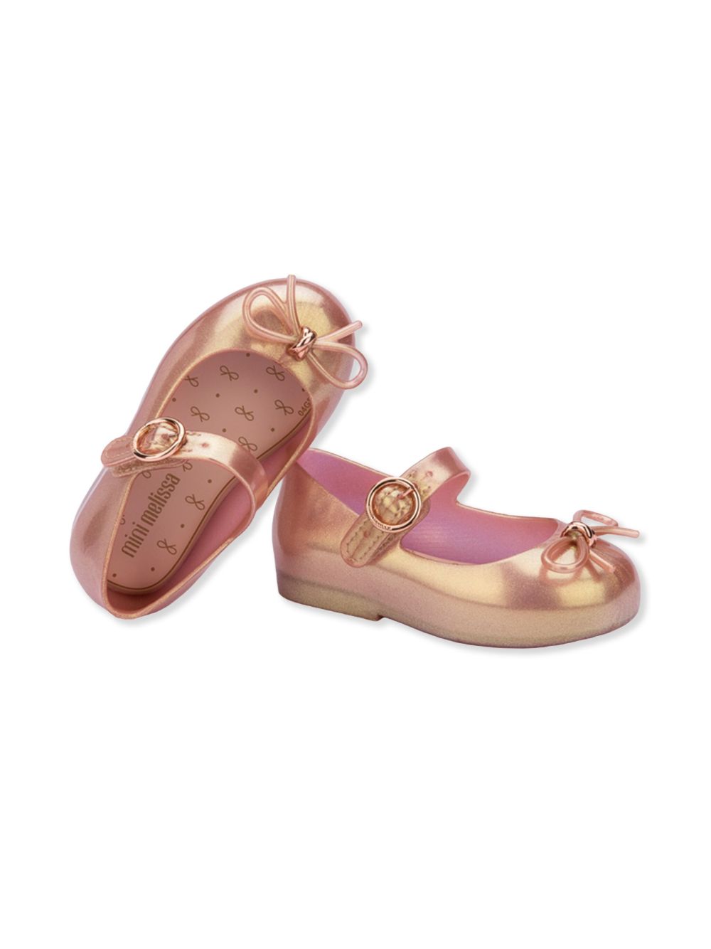 Mini Melissa bow-detail ballerina shoes Gold