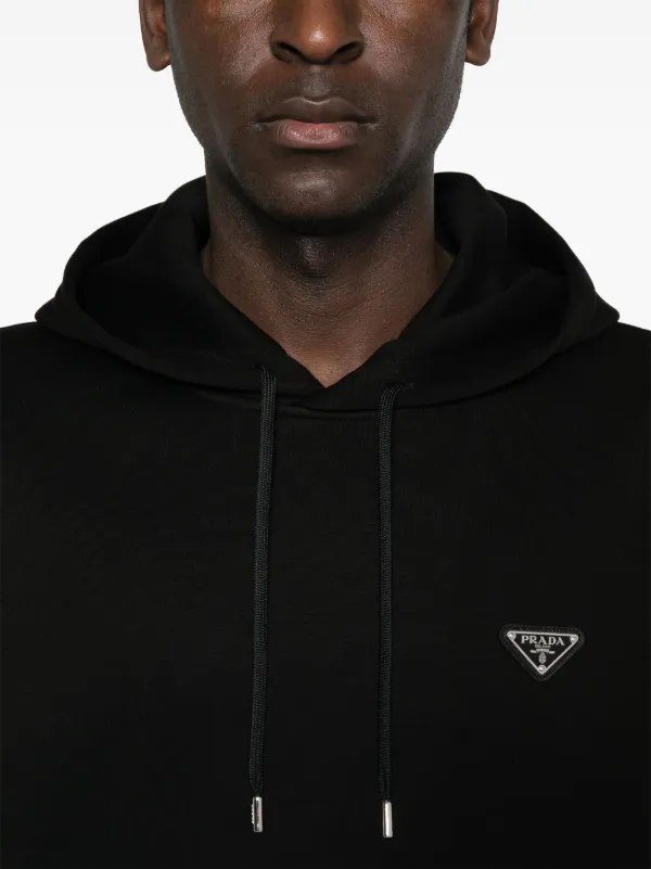 Prada triangle-logo Hoodie | Black | FARFETCH NO