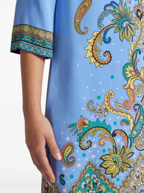 ワンピース ETRO Floral Paisley print dress Light Blue Etro Printed Silk Dress in Light Blue