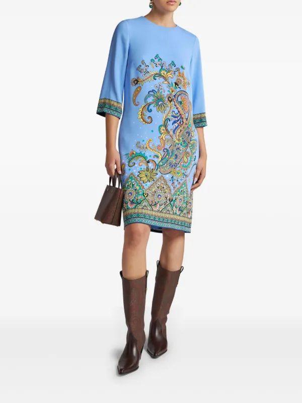 ETRO ペイズリー ドレス | ブルー | FARFETCH JP