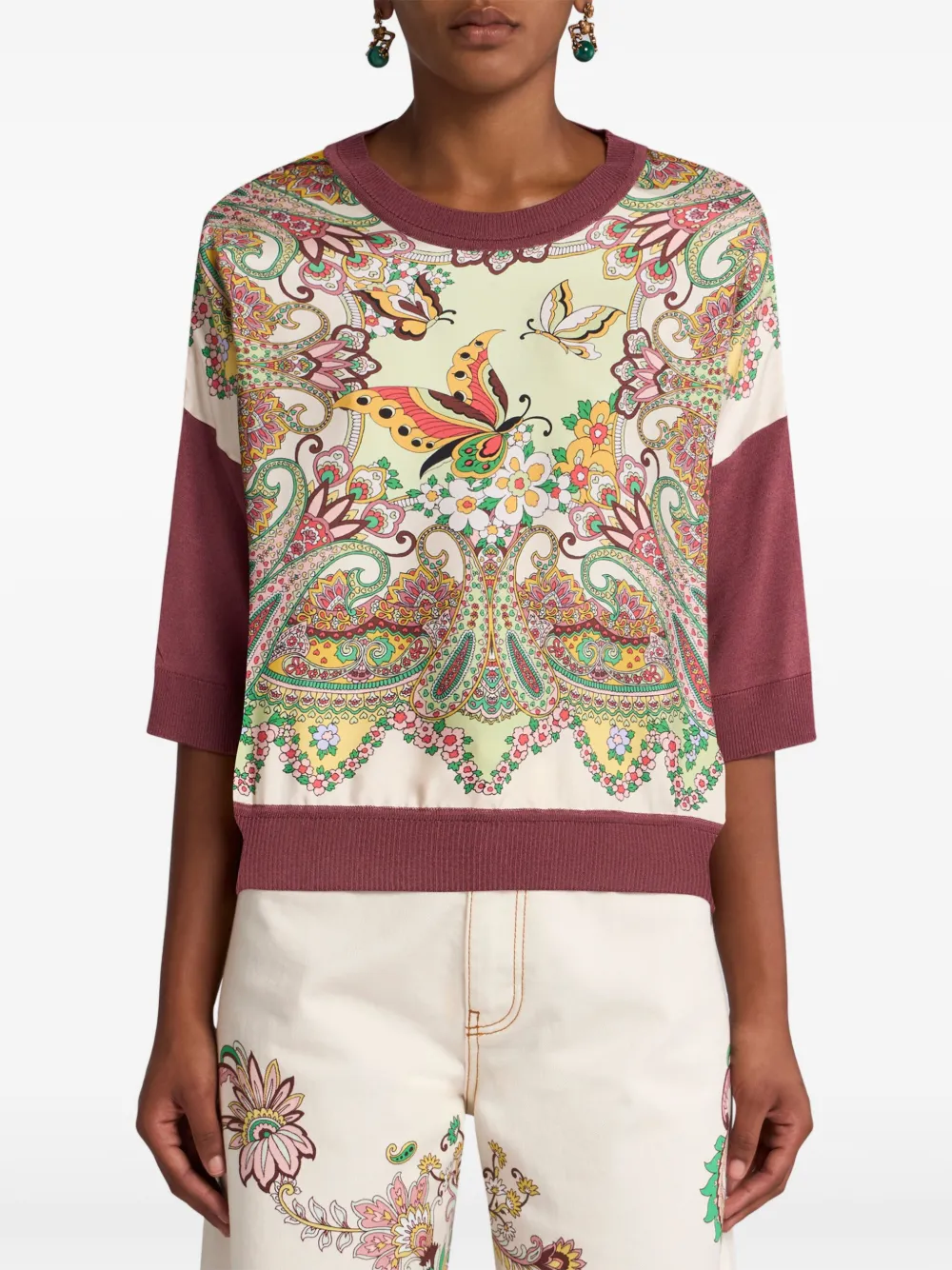 Shop Etro Knitted T-shirt In ニュートラル