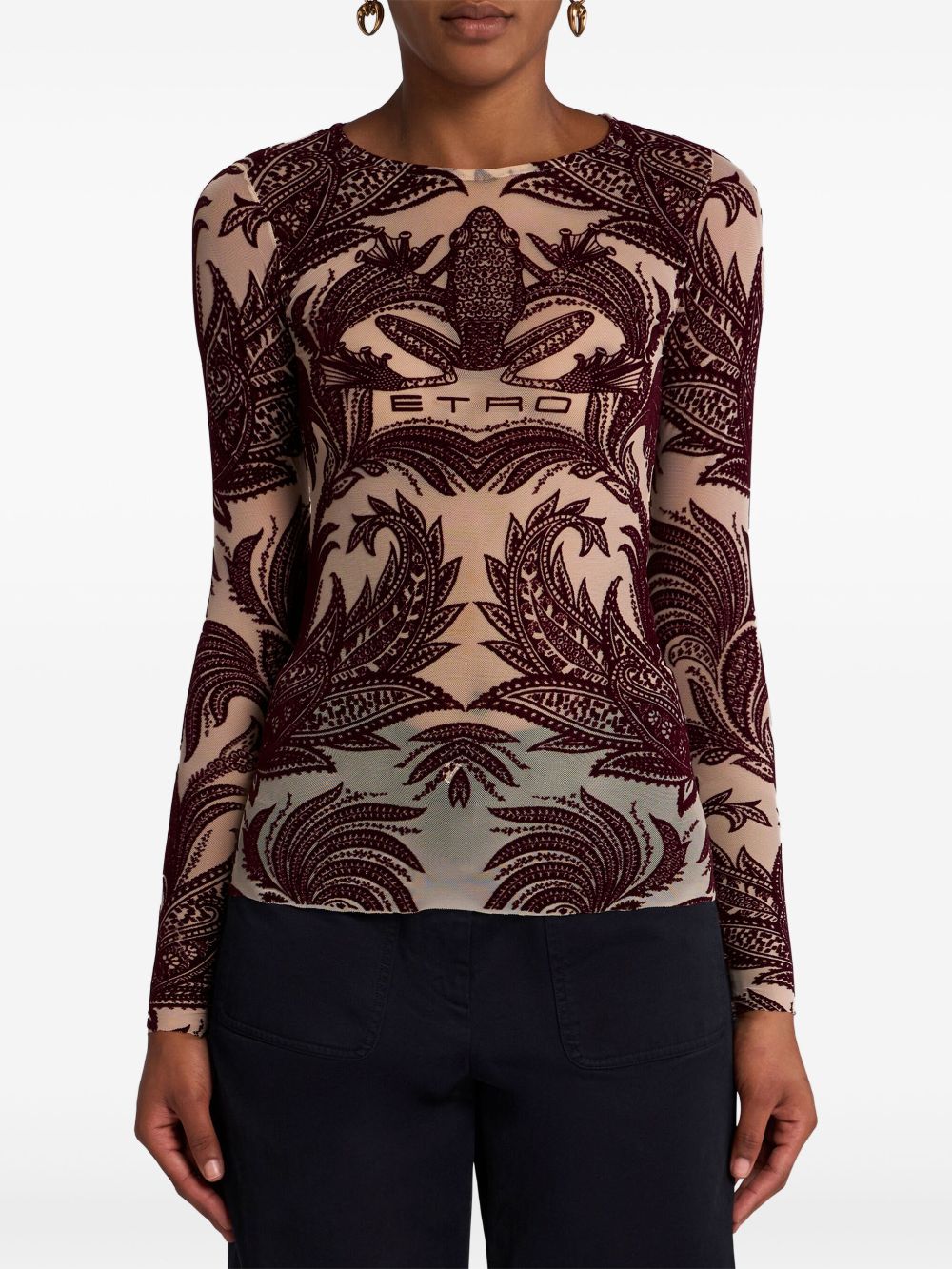 ETRO flocked tulle top - Rood