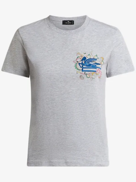 ETRO T-shirt with embroidered Pegaso and monogram