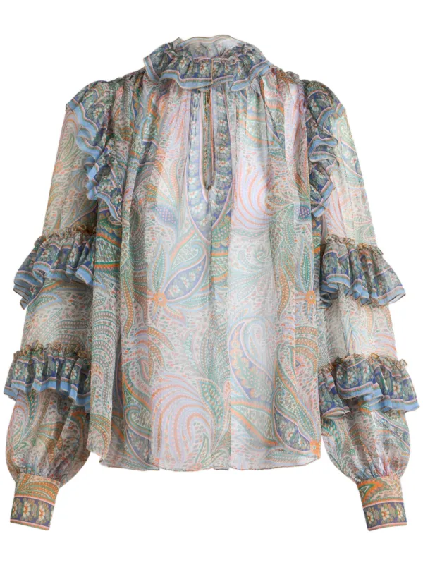 ETRO ラッフル シルクブラウス | ホワイト | FARFETCH JP