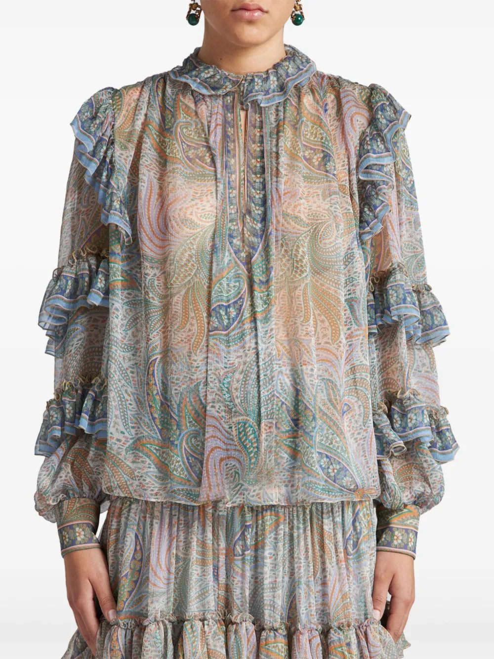 ETRO Zijden blouse met ruches Wit