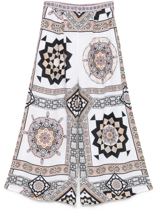 Camilla Wide-leg Trousers in White