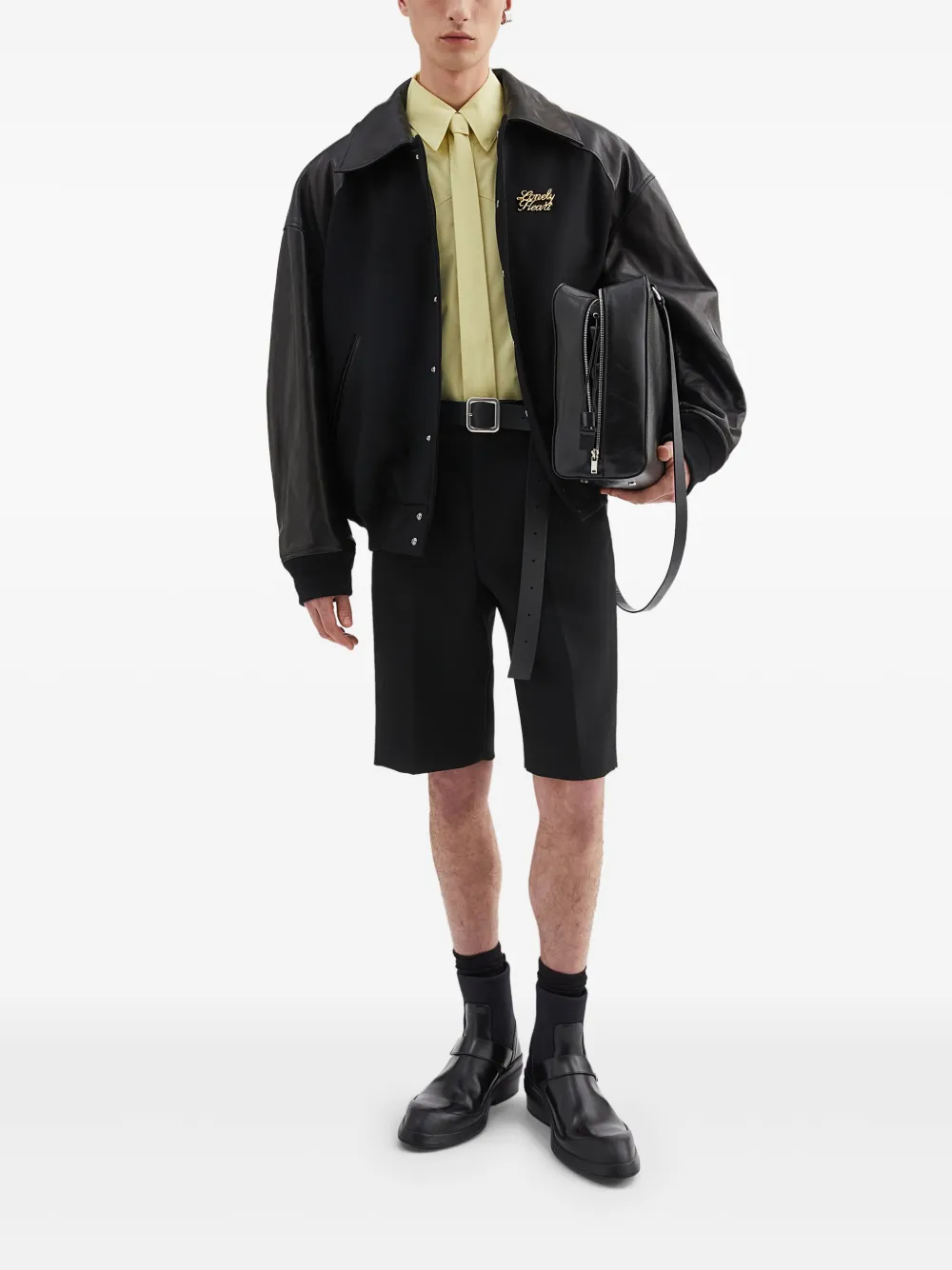 Jil Sander Leren jack - Zwart