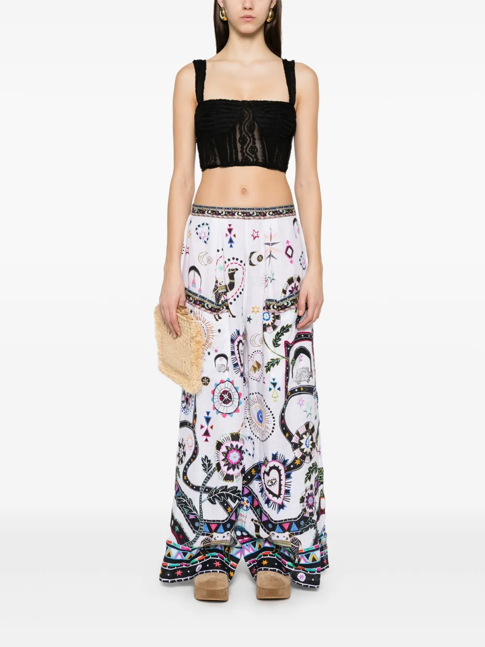 Camilla Broek met print - Wit