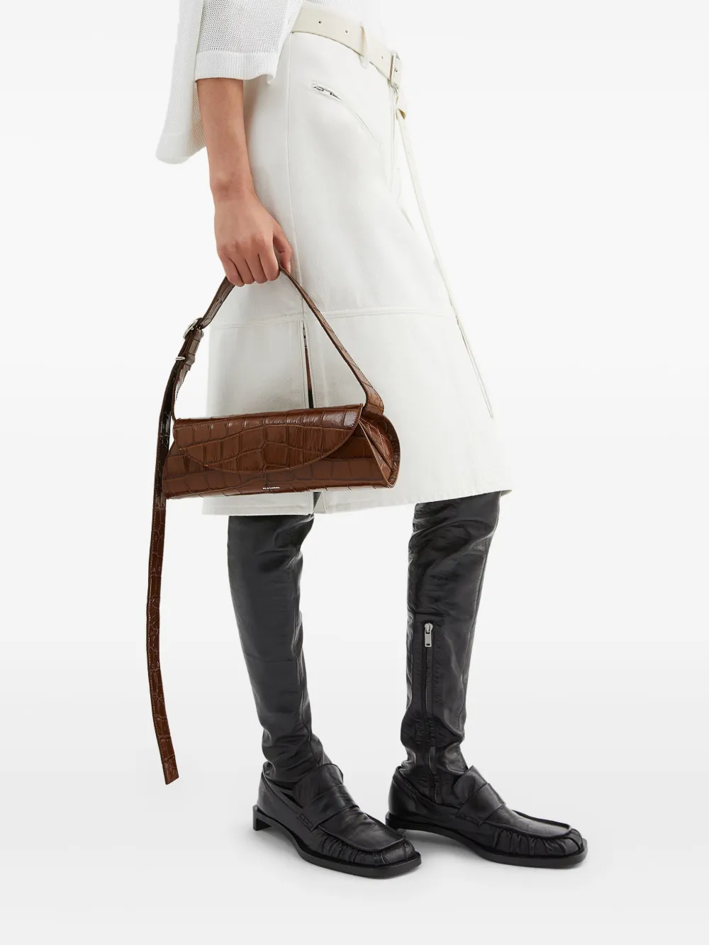 Jil Sander Cannolo kleine schoudertas Bruin