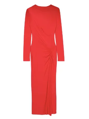 carven red dress Carven Wool Burgundy Deep Red Draped Dress