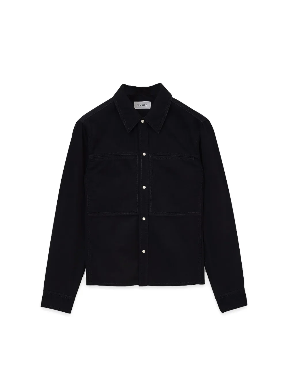 Lemaire Double-pocket Cotton Denim Shirt In Black