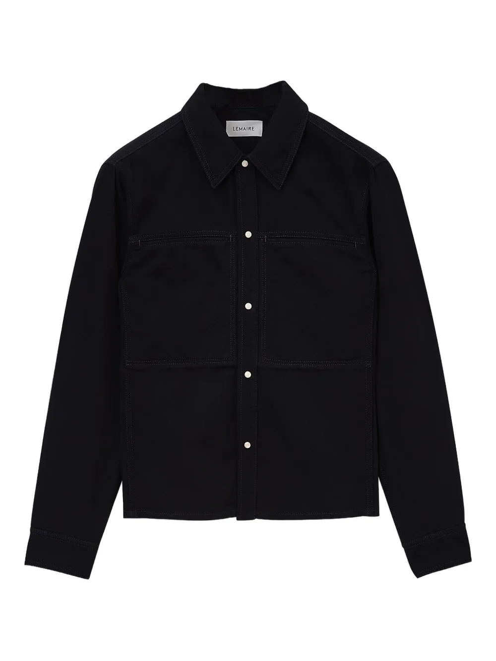 Lemaire Double-pocket Cotton Denim Shirt In Black