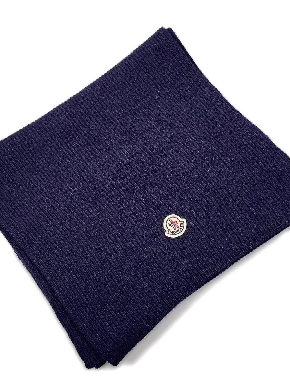 Moncler ribbed logo scarf - Blauw