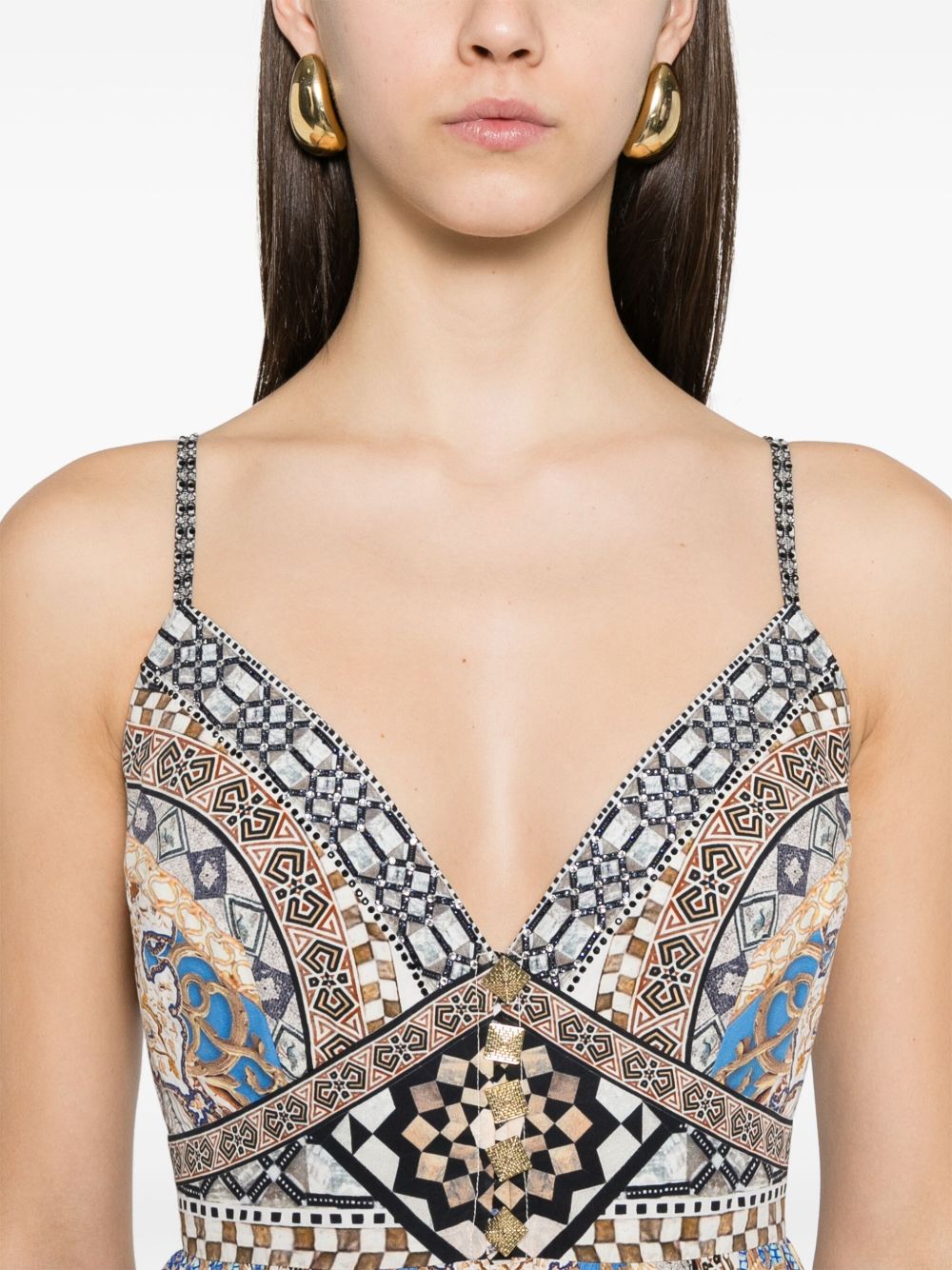 Camilla Make Me Your Mosaic maxi-jurk Beige