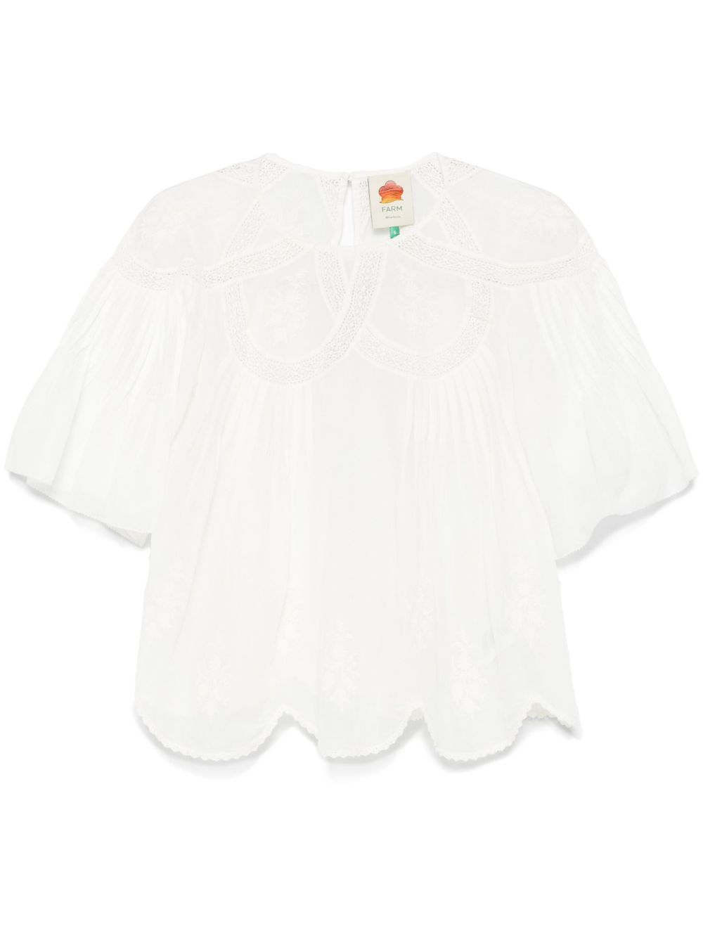 FARM RIO EMBROIDERED SHORT-SLEEVE BLOUSE