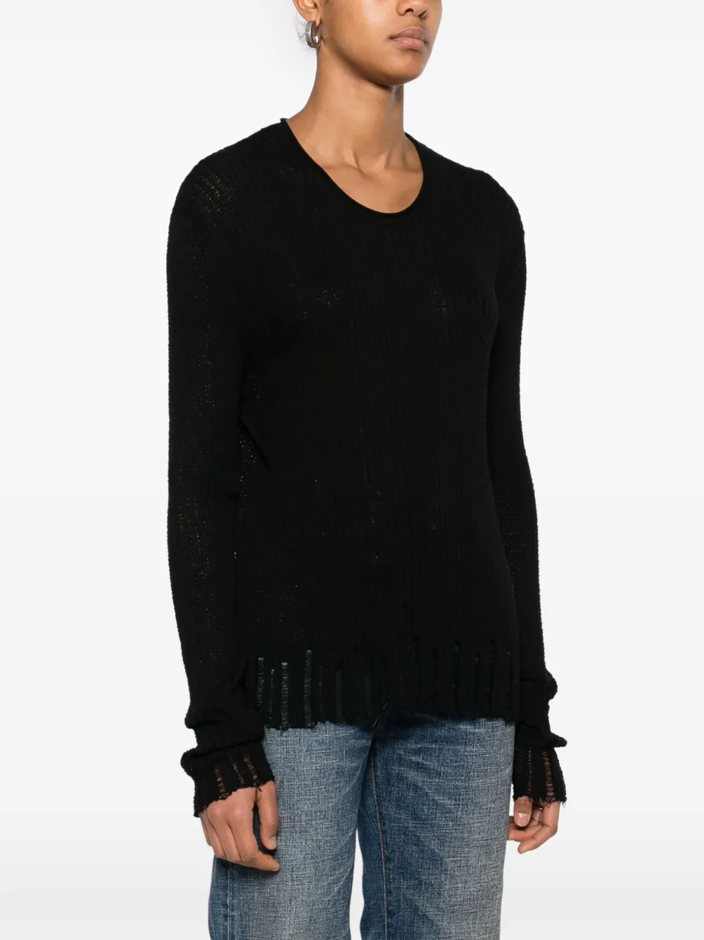 Shop Uma Wang Ribbed-knit Sweater In Black