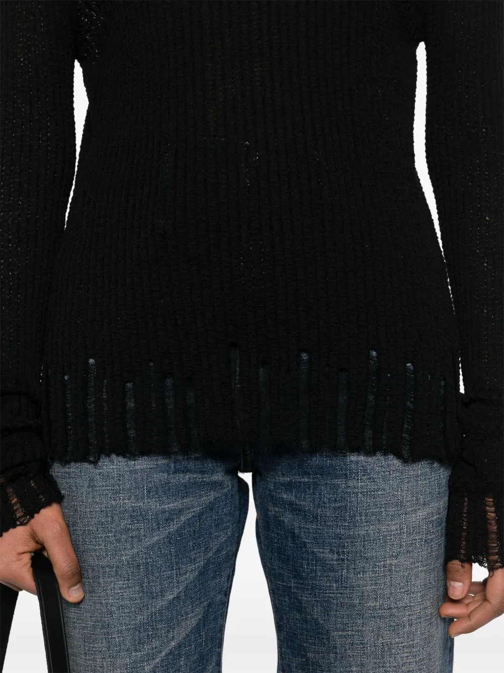 Shop Uma Wang Ribbed-knit Sweater In Black
