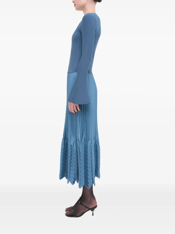 simkhai dress blue SIMKHAI Marabella Satin Midi Dress In Midnight Blue main image 1