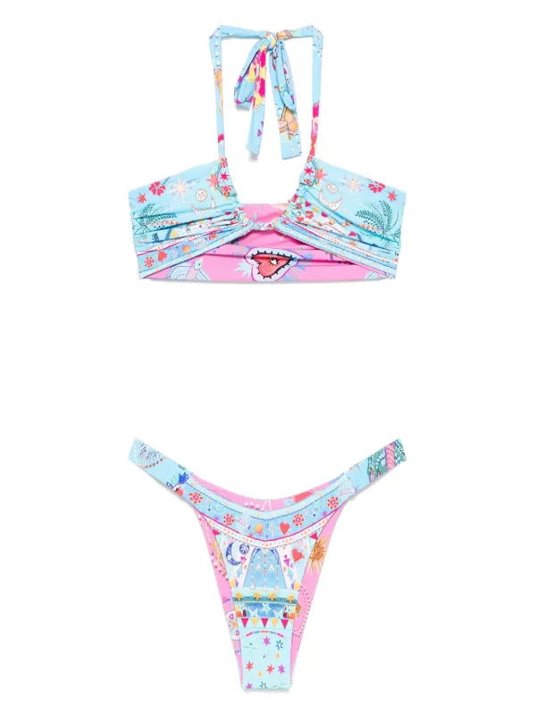 Camilla Reversible Printed Bikini in Blue