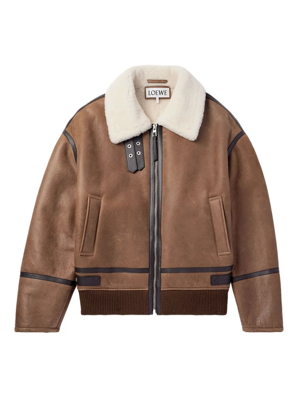 LOEWE shearling leather-trimmed jacket Bruin