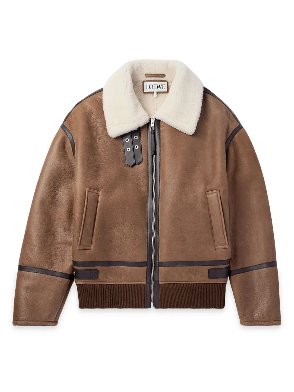LOEWE shearling leather-trimmed jacket Bruin