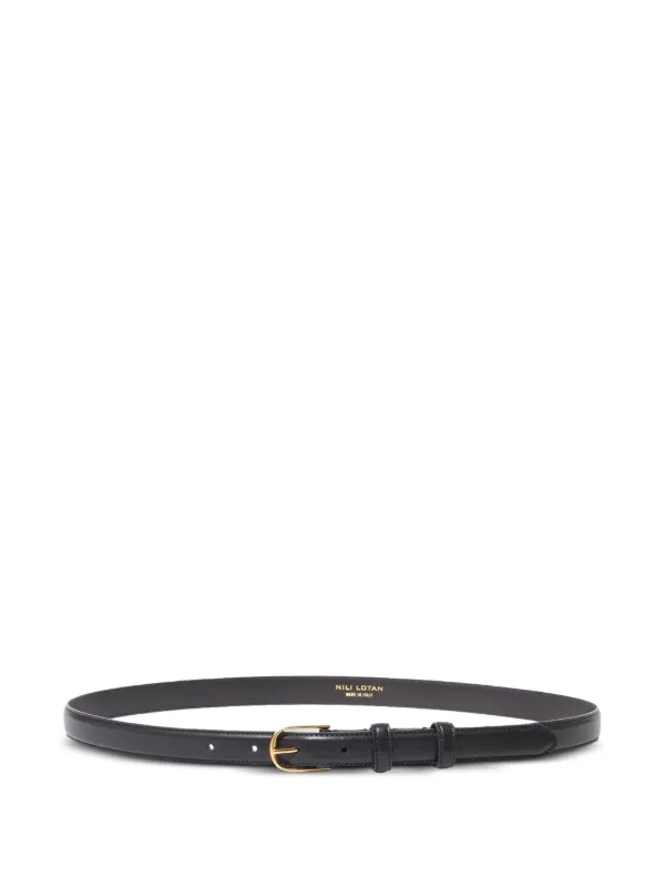 Nili Lotan Leather Buckle Belt in Black