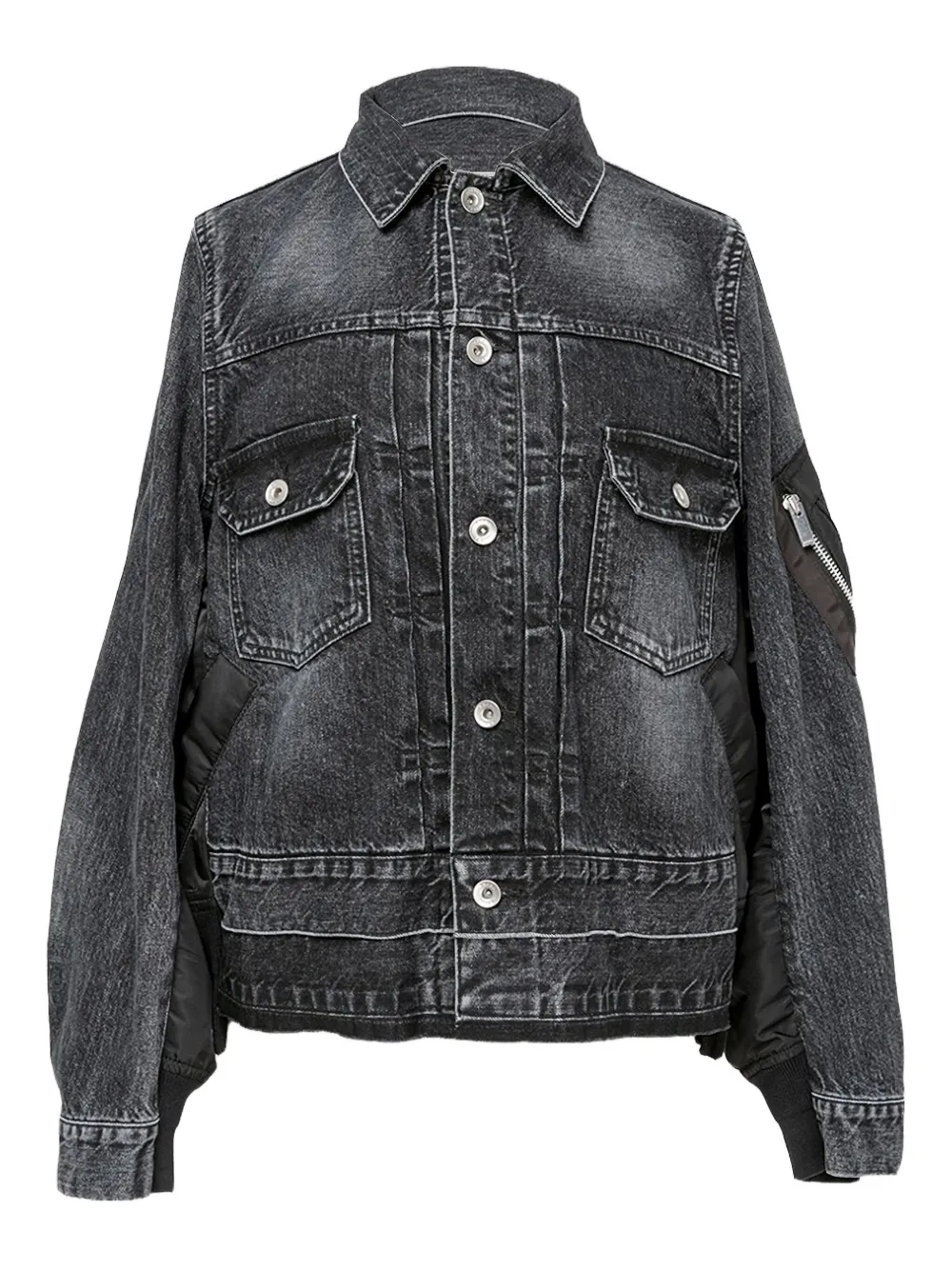 Sacai Denim jack Zwart
